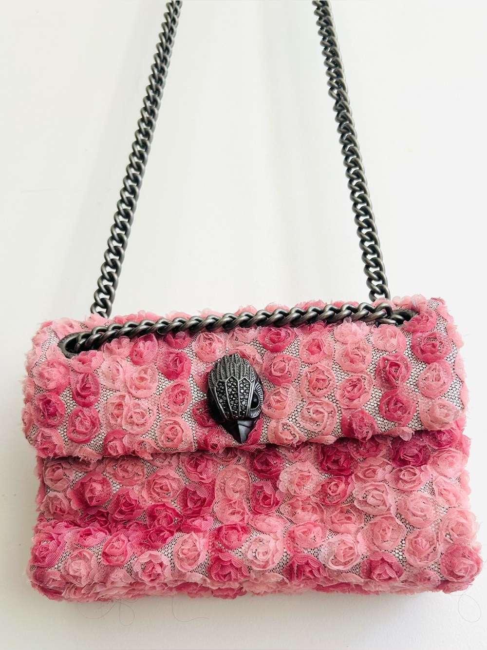 Kurt Geiger the Kensington Pink Rose-Appliqué Chain Shoulder Bag - Picture 7 of 16